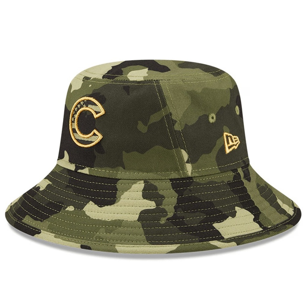 New Era Chicago Cubs Armed Forces Day Camo Bucket Hat Green Woodland Camouflage - Picture 2 of 3